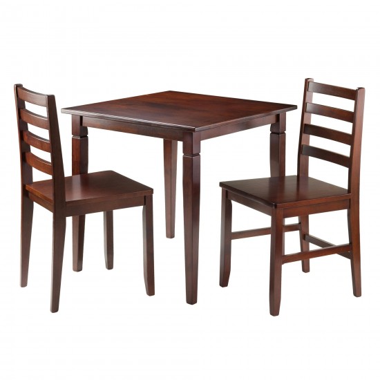 Kingsgate 3-Pc Dinning Table with Ladder-back Chairs, Walnut