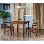 Pulman 3-Pc Dining Table with Flat Ladder-back Chairs, Walnut