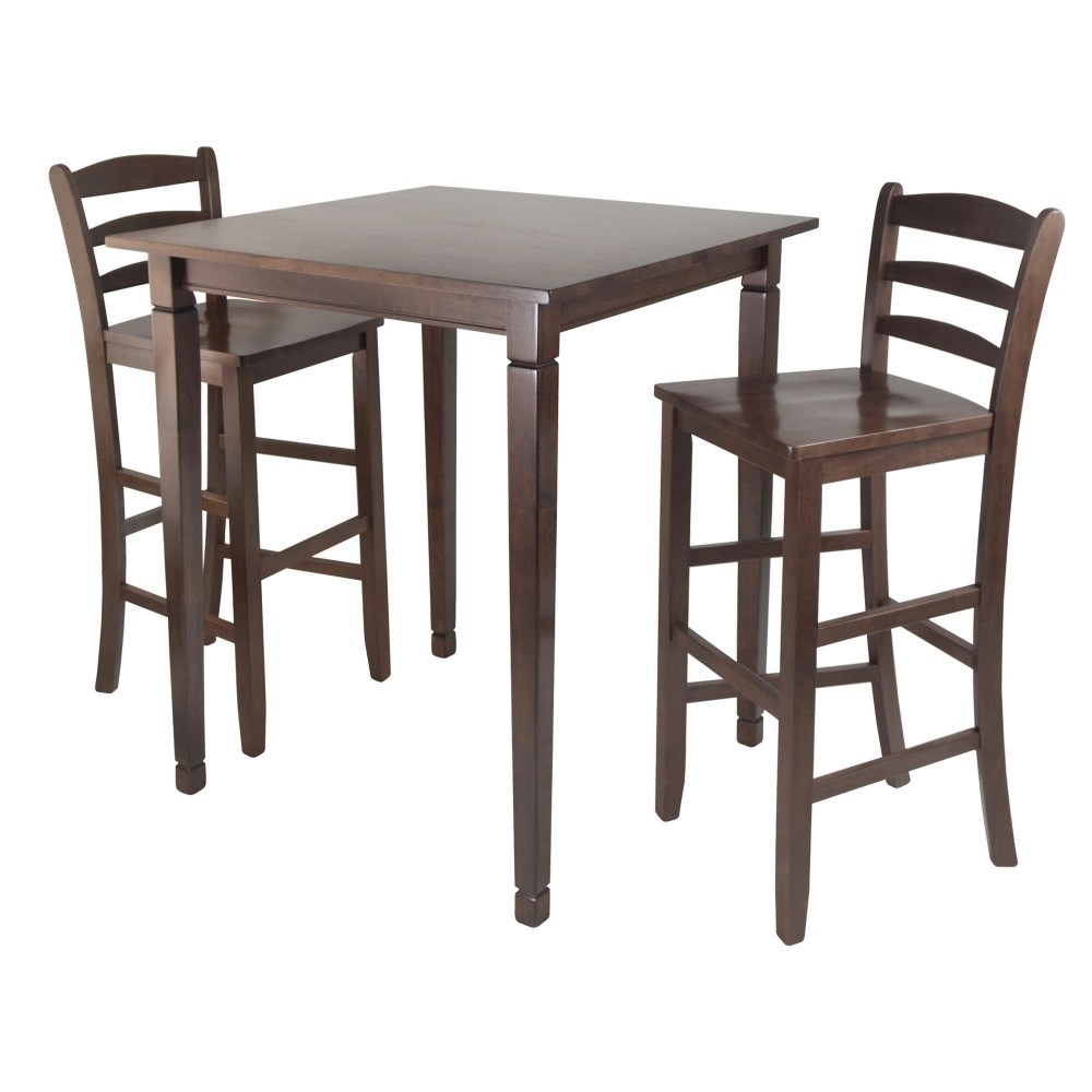 Kingsgate 3-Pc High Table with Ladder-back Bar Stools, Walnut