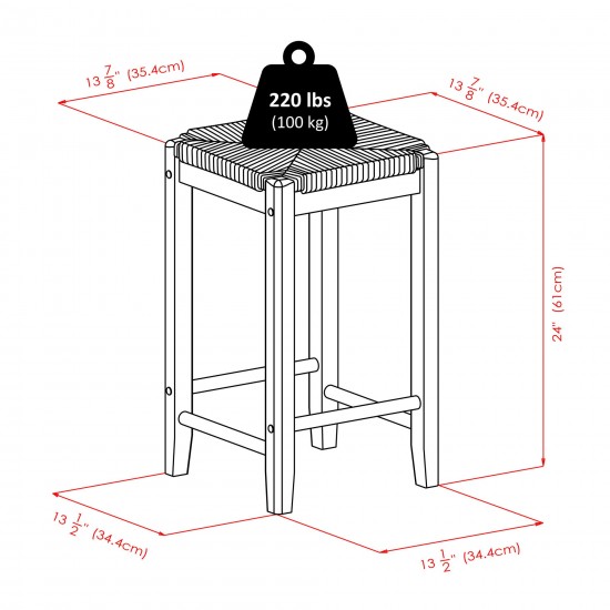 Harrington 3-Pc Drop Leaf Table with Rush Seat Counter Stools, Walnut