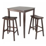 Inglewood 3-Pc High Dining Table with Saddle Seat Bar Stools, Walnut