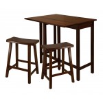 Lynnwood 3-Pc Drop Leaf Table with Saddle Seat Counter Stools, Walnut