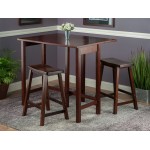 Lynnwood 3-Pc Drop Leaf Table with Saddle Seat Counter Stools, Walnut