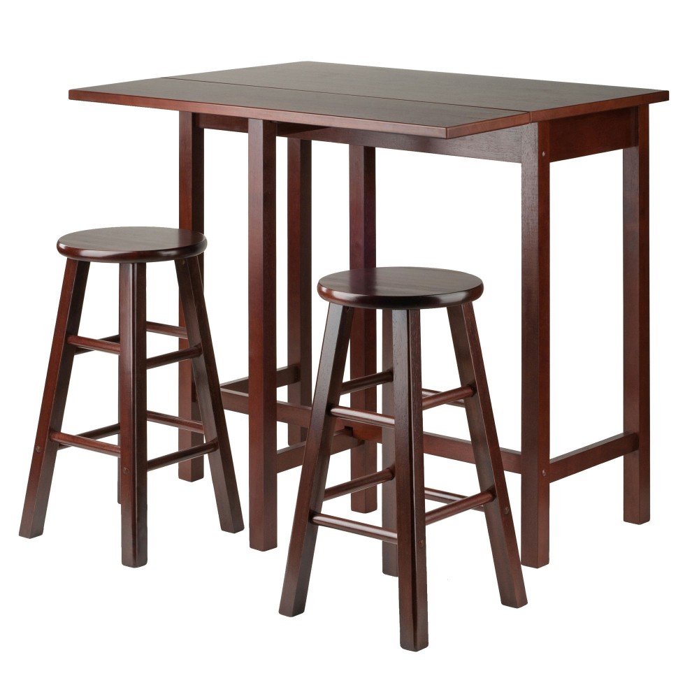 Lynnwood Drop Leaf Island Table with Counter Stools, Walnut