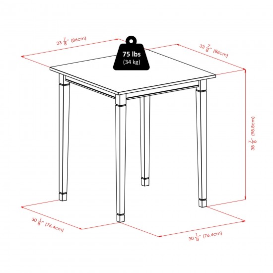 Kingsgate 3-Pc High Table with Cushion Saddle Seat Bar Stools, Walnut and Black