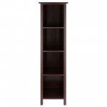 Milan Narrow 4-Section Storage Shelf, Walnut