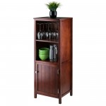 Brooke Jelly 2-Section Cupboard, Open Shelf Cabinet, Walnut