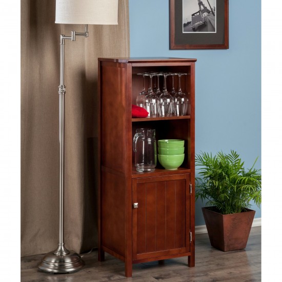 Brooke Jelly 2-Section Cupboard, Open Shelf Cabinet, Walnut