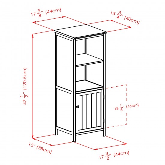 Brooke Jelly 2-Section Cupboard, Open Shelf Cabinet, Walnut