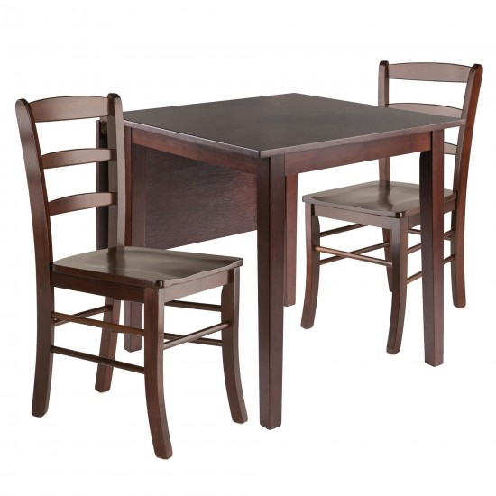 Perrone 3-Pc Drop Leaf Table with Ladder-back Chairs, Walnut