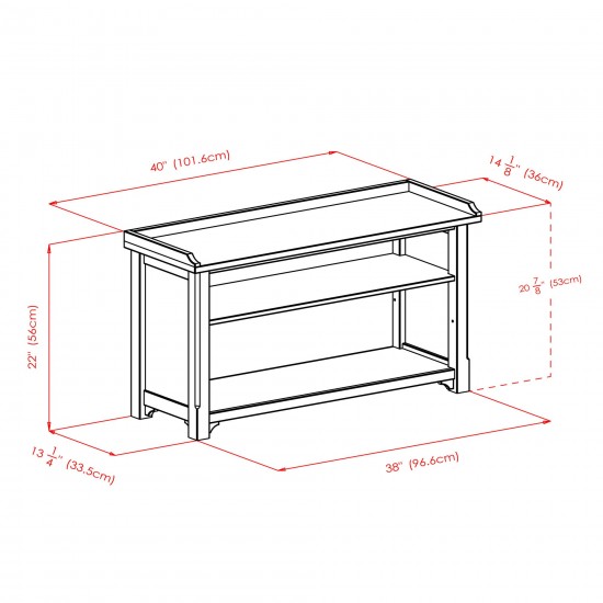 Milan 4-Pc Storage Bench with 3 Foldable Woven Baskets, Walnut