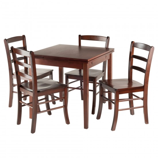 Pulman 5-Pc Extendable Table with Ladder-back Chairs, Walnut