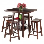 Orlando 5-Pc High Table with Saddle Seat Counter Stools, Walnut