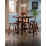 Orlando 5-Pc High Table with Saddle Seat Counter Stools, Walnut