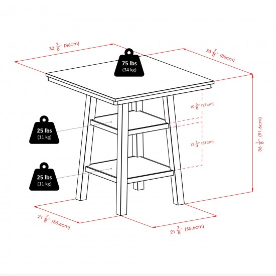 Orlando 5-Pc High Table with Saddle Seat Counter Stools, Walnut