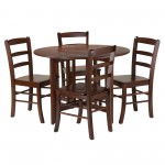 Alamo 5-Pc Round Drop Leaf Table with Ladder-back Chairs, Walnut