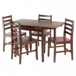 Pulman 5-Pc Extendable Table with Flat Ladder-back Chairs, Walnut