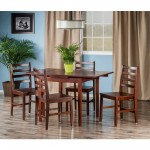 Pulman 5-Pc Extendable Table with Flat Ladder-back Chairs, Walnut