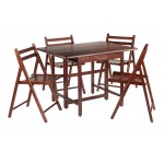 Taylor 5-Pc Drop Leaf Table with Folding Chairs, Walnut