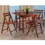 Taylor 5-Pc Drop Leaf Table with Folding Chairs, Walnut