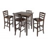 Parkland 5-Pc High Table with Ladder-back Bar Stools, Walnut