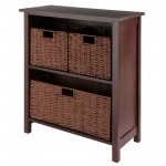 Milan 4-Pc Storage Shelf with 3 Foldable Woven Baskets, Walnut