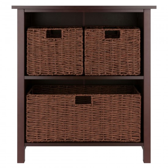 Milan 4-Pc Storage Shelf with 3 Foldable Woven Baskets, Walnut