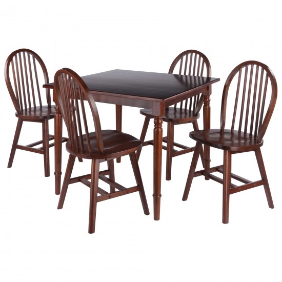 Mornay 5-Pc Dining Table with Windsor Chairs, Walnut