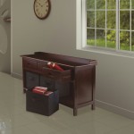 Adriana 4-Pc Storage Bench with 3 Foldable Fabric Baskets, Walnut and Black