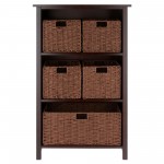 Milan 6-Pc Storage Shelf with 5 Foldable Woven Baskets, Walnut