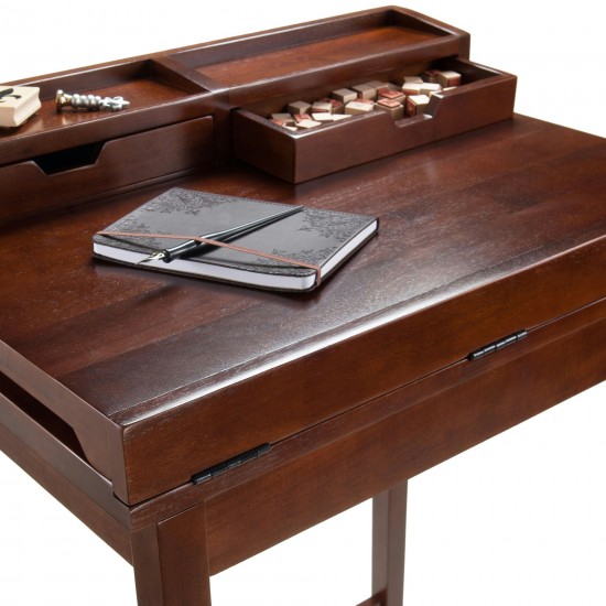 Brighton High Desk with 2 Drawers, Walnut