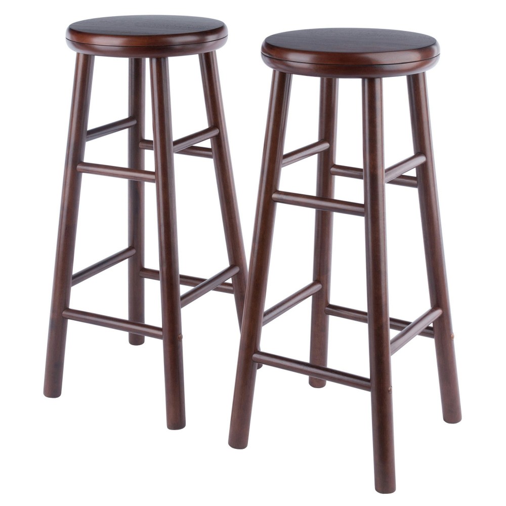 Selby 2-Pc Swivel Seat Bar Stool Set, Walnut