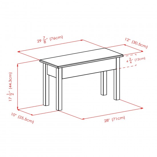 Emmett Bench with Seat Storage, Walnut