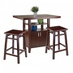 Albany 3-Pc High Table with Square Seat Counter Stools, Walnut