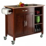 Mabel Utility Kitchen Cart, Walnut and Natural