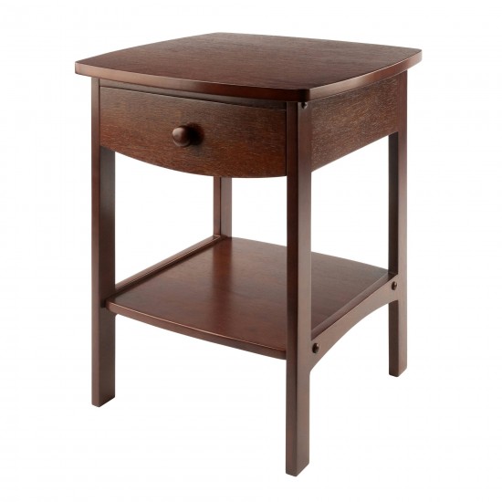 Claire Curved Accent Table, Nightstand, Walnut