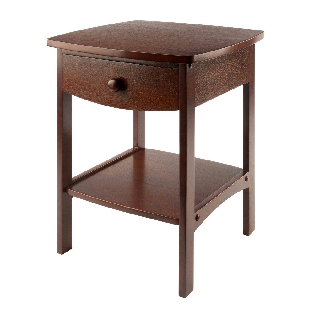 Claire Curved Accent Table, Nightstand, Walnut Claire Curved Accent Table, Nightstand, Walnut