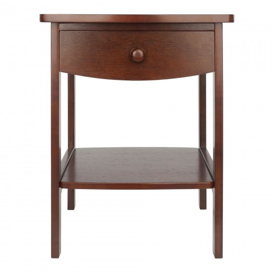 Claire Curved Accent Table, Nightstand, Walnut