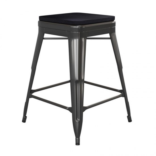 4PK 24" Black Stool-Black Seat