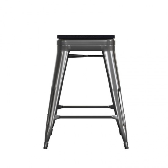 4PK 24" Black Stool-Black Seat