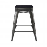 4PK 24" Black Stool-Black Seat