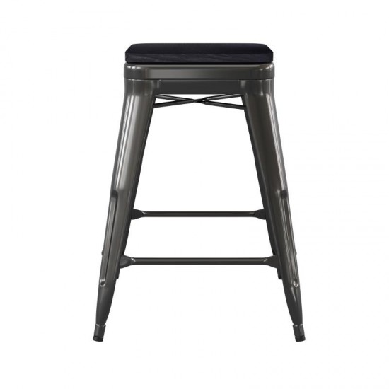 4PK 24" Black Stool-Black Seat