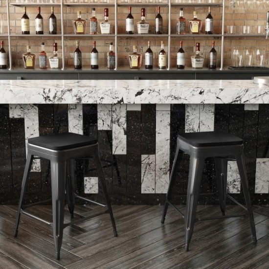 4PK 24" Black Stool-Black Seat