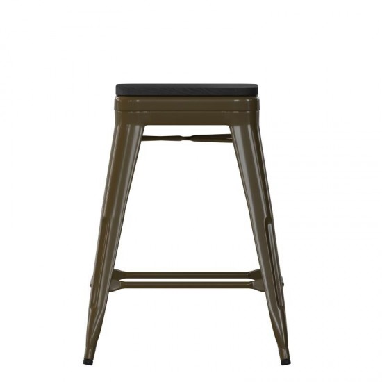 4PK 24" GN Stool-Black Seat