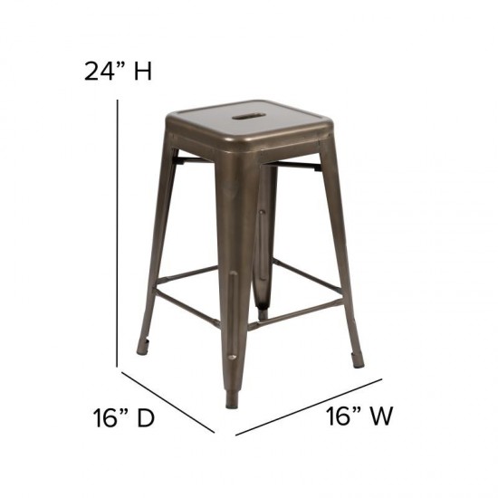 4PK 24" GN Stool-Black Seat