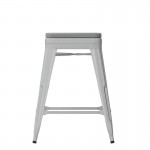 4PK 24" Silver Stool-Gray Seat