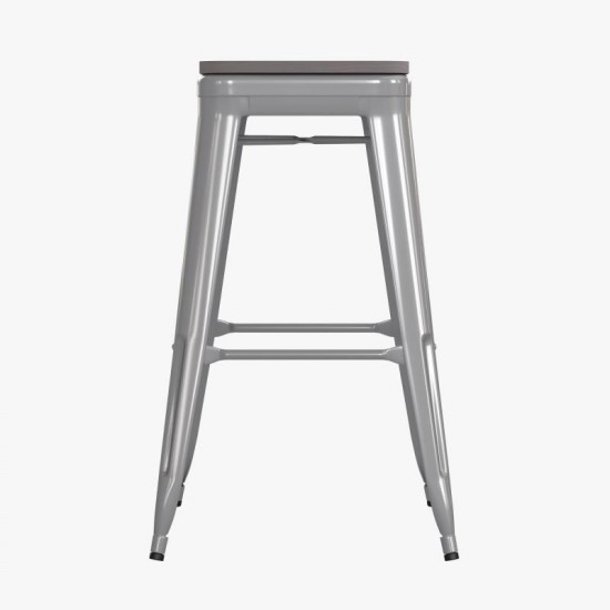 4PK 30" Silver Stool-Gray Seat