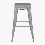 4PK 30" Silver Stool-Gray Seat