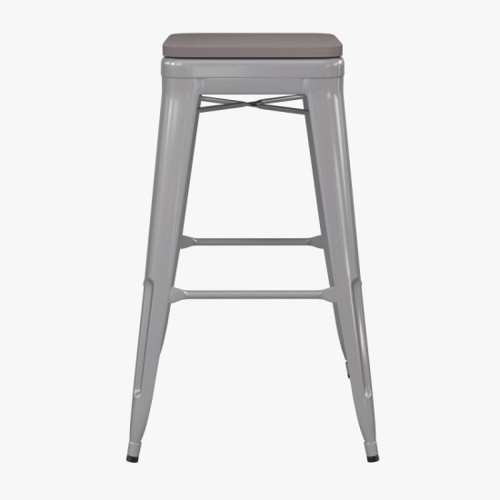 4PK 30" Silver Stool-Gray Seat
