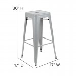 4PK 30" Silver Stool-Gray Seat